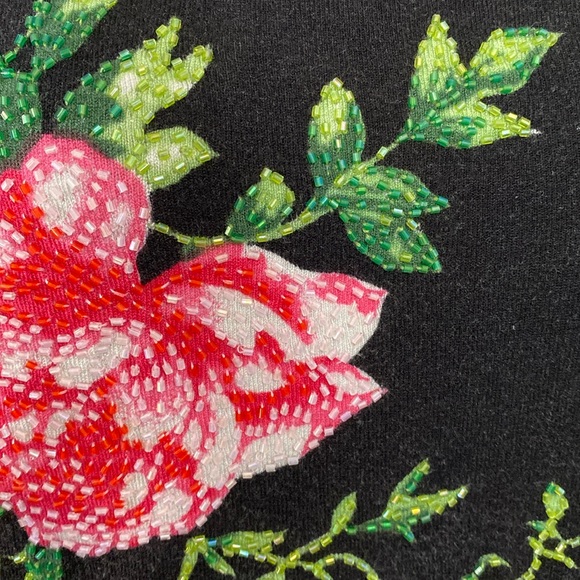 Vintage Michelle Nicole Black sequence Rose sweater - Size Medium - Picture 6 of 10